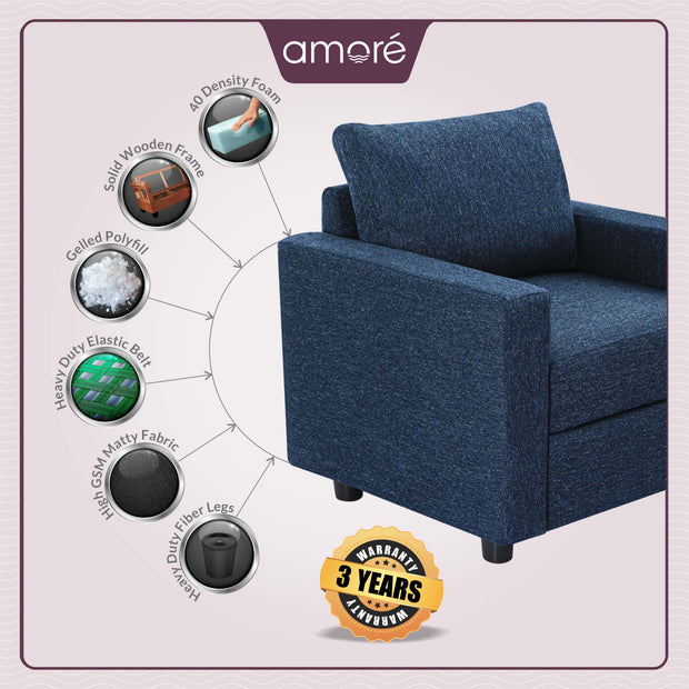 1 seater sofa with 3 years warranty